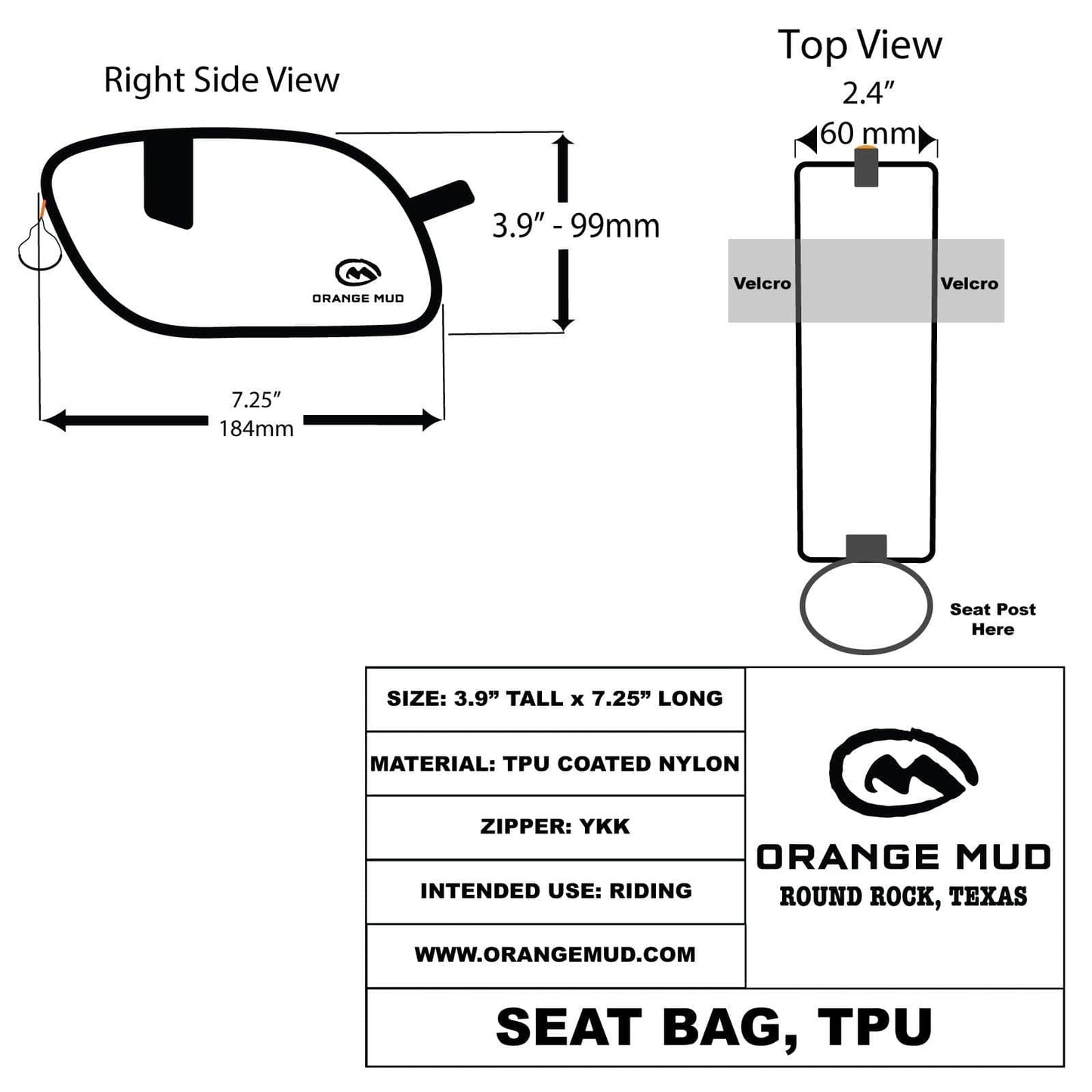 Seat Bag, Welded, TPU, Black