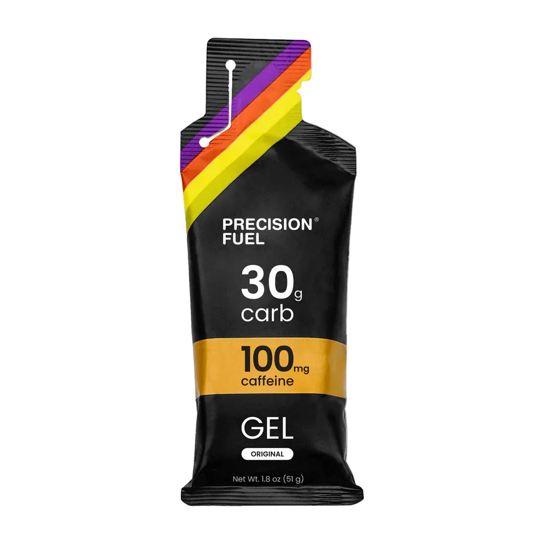 Precision Fuel 30g gel package with 100mg caffeine original flavor
